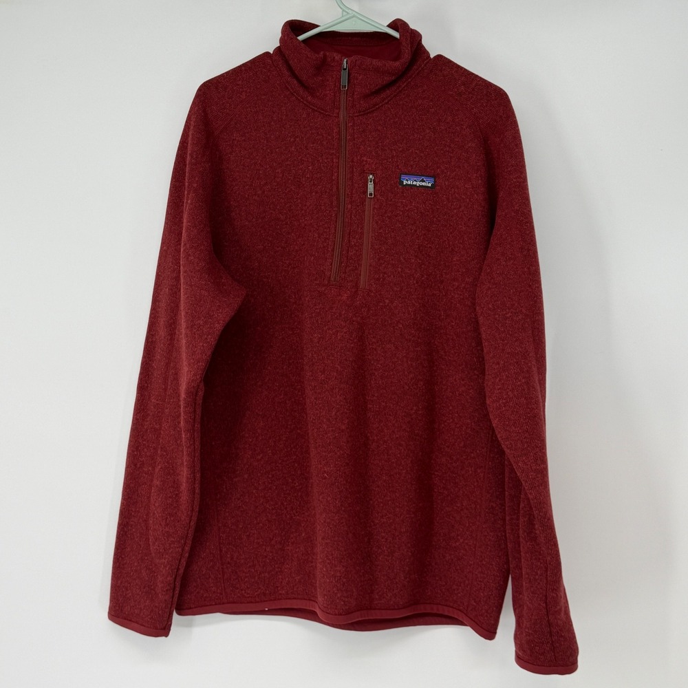 Patagonia Mens Better Sweater 1/4 Zip Fleece Pullover Oxblood Red Size L‎
